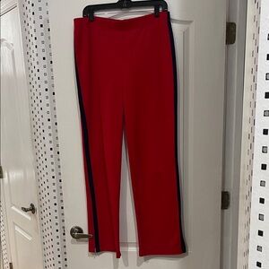 Red Women's Pants with Side Stripe